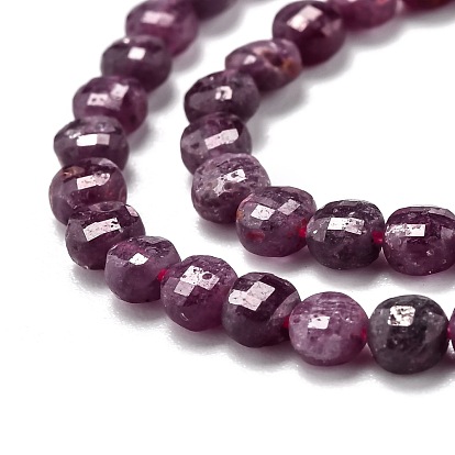 Natural Ruby/Red Corundum Beads Strands, Faceted, Round