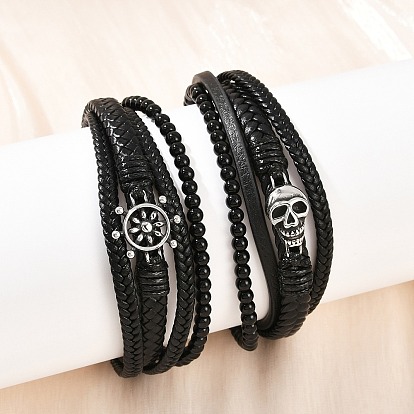 Многорядные браслеты из микрофибры, кожи и стекла для мужчин и женщин, с 304 из нержавеющей стали магнитные застежки