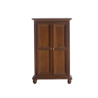 Мини шкаф из дерева, 3 многоуровневый шкаф с двойной дверью, мебельные аксессуары для кукольного домика, для миниатюрной спальни