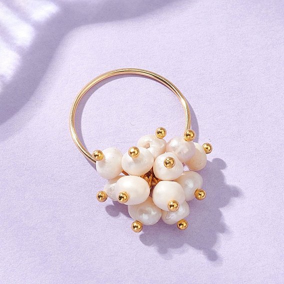 Кольца из натурального пресноводного жемчуга, с экологически чистой медной проволокой