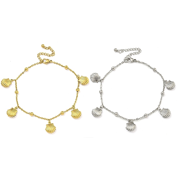 Летний пляж 304 тросовые цепочки из нержавеющей стали, браслеты с подвесками в форме ракушек