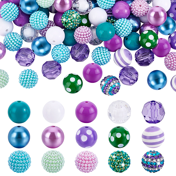 Наборы для самостоятельной сборки круглых бусин, в том числе прозрачные акриловые бусины, абс пластиковые жемчужные бисера, Бусины со стразами из смолы
