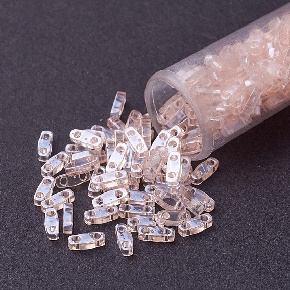 MIYUKI Quarter TILA Beads, Japanese Seed Beads, 2-Hole, Transparent Colours Lustered