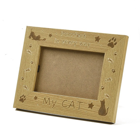 Cadres photo en bois rectangle thème animal de compagnie, avec des fenêtres de film transparent en pvc, pour les photos accessoires de décoration murale