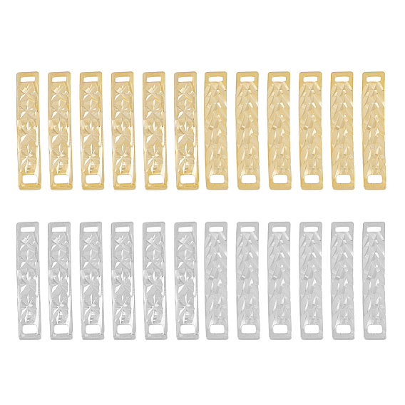 24шт 6 цвета латунные соединительные подвески, без кадмия и без свинца, звенья изогнутого прямоугольника