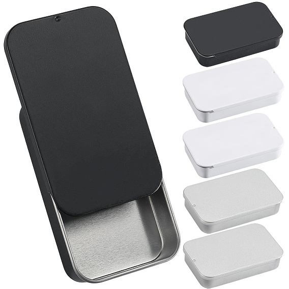 6 шт. жестяные коробки для хранения безделушек с раздвижной крышкой, прямоугольные