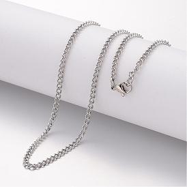 Ионное покрытие (ip) 304 ожерелье из нержавеющей стали, бордюрные цепи, с омаром застежками