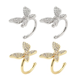 Brass Micro Pave Cubic Zirconia Cuff Earrings for Women, Butterfly