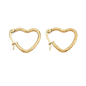 PVD Vacuum Plating 201 Stainless Steel Hoop Earrings, with 304 Stainless Steel Pins, Heart