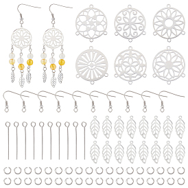 Unicraftale DIY Chandelier Dangle Earring Making Kits, Including 304 Stainless Steel Earring Hooks & Flat Round Link Connector & Leaf Pendants