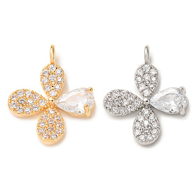 Brass Rhinestone Pendants, Clover Charms