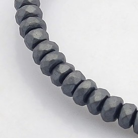 Galvanoplastie non magnétiques hématite synthétique brins de perles, facettes rondelle, givré, 4x2mm, Trou: 1mm, Environ 188 pcs/chapelet, 15.7 pouce