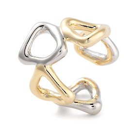 Brass Triangle Open Cuff Ring for Women, Real 18K Gold Plated & Platinum