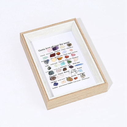 Natural Gemstones Nuggets Collections, Photo Frame Display Decoration, for Earth Science Teaching