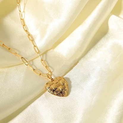 304 Винтажное ожерелье из нержавеющей стали с подвеской в виде французского сердца и цепочкой-скрепкой