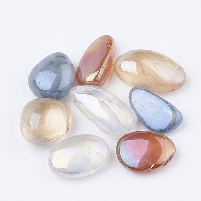 Electroplate Natural Quartz Crystal Pendants, Nuggets