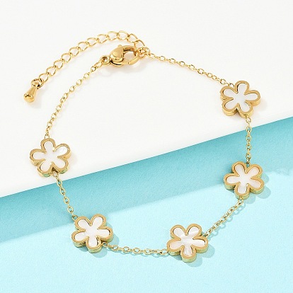 304 браслеты из нержавеющей стали ссылка для женщин, цветок, cmолой, ионное покрытие (ip)