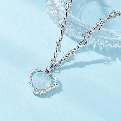 Ожерелья из цепочек с кулоном в виде сердца из опалового сплава с колючей проволокой для женщин