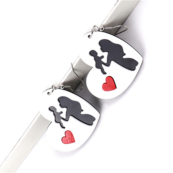 Акриловые серьги-подвески ко Дню матери, сердце с занимаемой площади