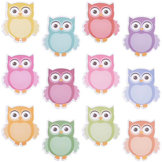 12Pcs Owl Paper Memo Pad Sticky Notes, Sticker Tabs, for Office School Reading