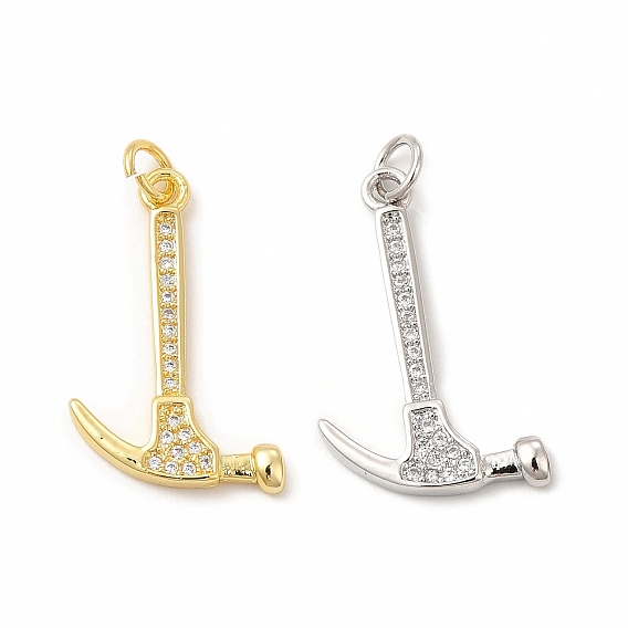 Подвески для инструментов из латуни с микропаве из кубического циркония, без кадмия и без свинца, молоток очарование, с целью перехода в кольце