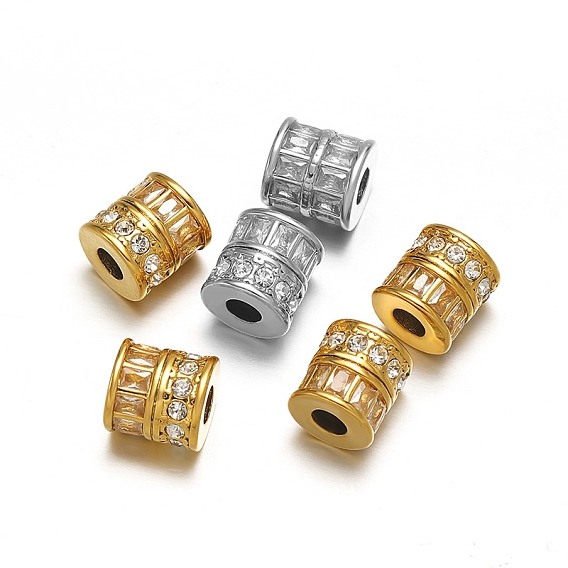 Микропаве из нержавеющей стали прозрачные кубические циркониевые бусины, со стразами, колонка