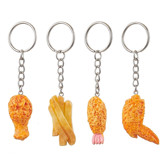 Imitaiton Food Resin Pendants Keychain, with Platinum Plated Iron Keychain