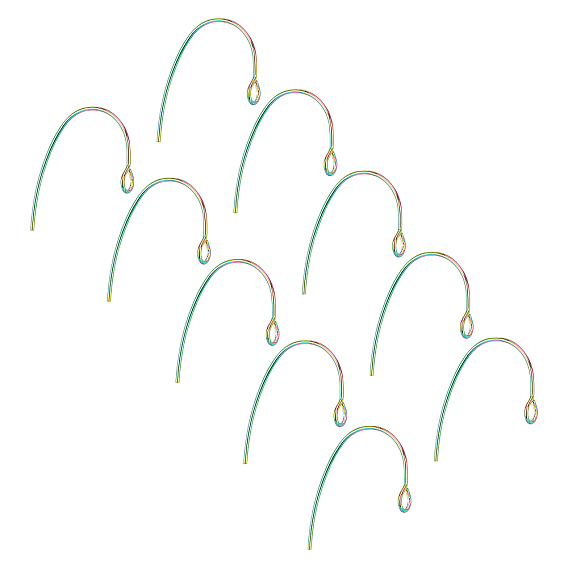 PVD Vacuum Plating 304 Stainless Steel Earring Hooks, with Horizontal Loop