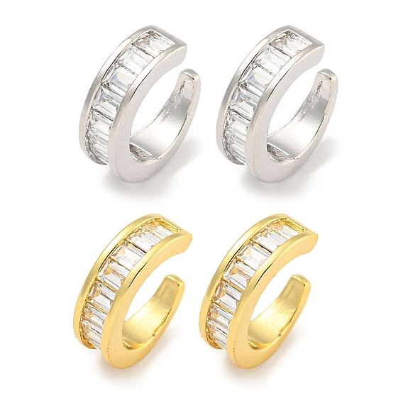 Женские серьги-манжеты из латуни с микропаве и прозрачным цирконием