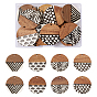 16Pcs 4 Styles Resin & Walnut Wood Pendants, Flat Round