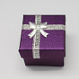 Cardboard Jewelry Set Boxes with Bowknot and Sponge Inside, for Rings and Pendants, Square, 50x50x37mm
