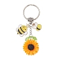 Брелки из смолы, цветок с пчелами, с поворотными застежками из сплава и подвесками.