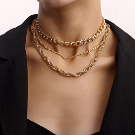 Stylish Multi-layer Cuban Chunky Chain Women's Necklace - Minimalist Punk Style Anchor Jewelry