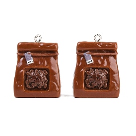 Непрозрачные подвески смолы, брелок в виде кофейного мешочка, с железной платиной петлей