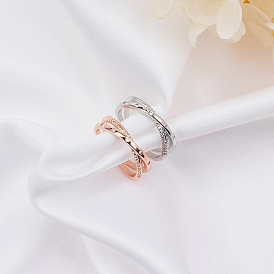 Elegant Rose Gold Adjustable Double-layer Open Ring - Fashionable and Versatile.