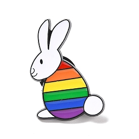 Rainbow Pride Rabbit Enamel Pin, Animal Alloy Badge for Backpack Clothing, Electrophoresis Black
