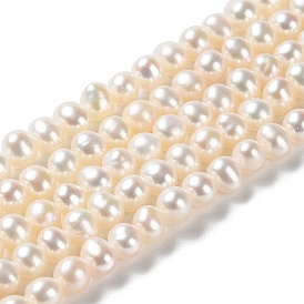 Natural Cultured Freshwater Pearl Beads Strands, Potato, Grade 3A++