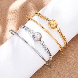 304 Stainless Steel Curb Chain Wrap Bracelets for Women, Ion Plating(IP)
