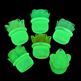 Luminous Resin Plant Decoden Cabochons, Glow in the Dark