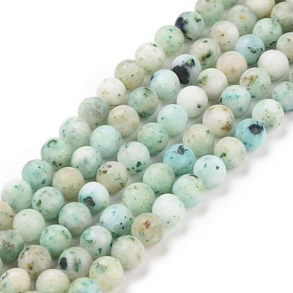 Natural Chrysocolla Beads Strands, Frosted, Round