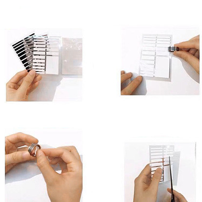 EVA Plastic Ring Size Adjustment Stickers Set, with Spiral Cord, Finger Size Gauge, Silver Polishing Cloth, Rectangle