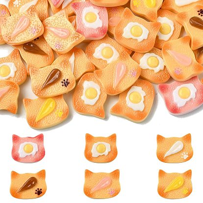 60 шт. 6 цвета, имитация кабошонов в форме кошки из непрозрачной смолы