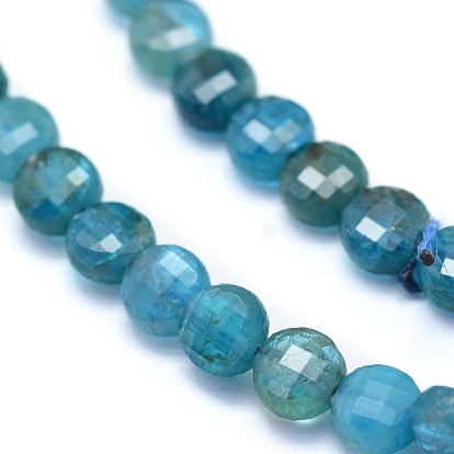 Natural Apatite Beads Strands, Faceted, Flat Round