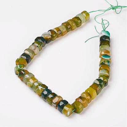 Natural Agate Beads Strands, Faceted, Rondelle, Dyed