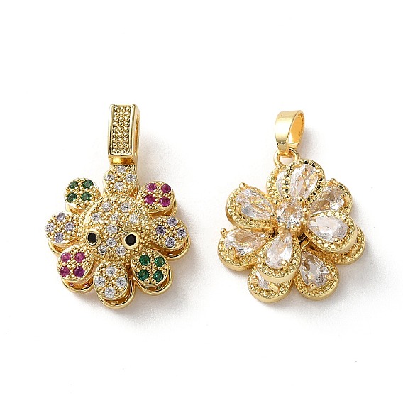 Латунные микро проложить кубического циркония подвески, цветок