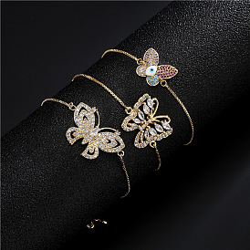 Adjustable 18K Gold Plated Butterfly Bracelet with Micro Inlaid Zircon Jewelry