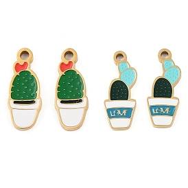 304 нержавеющей стальной эмали подвески, ионное покрытие (ip), золотые, кактус очарование