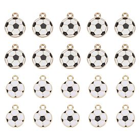 64 pièces 2 styles pendentifs en alliage et émail, charmes de football, or