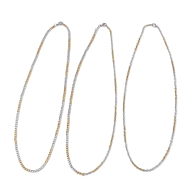 3 шт. 3 стили двухцветные 304 ожерелья из нержавеющей стали с панцирной цепочкой и цепочкой-кабелем для женщин и мужчин