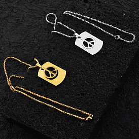 201 подвесные из нержавеющей стали ожерелья, Прямоугольник с знак мира